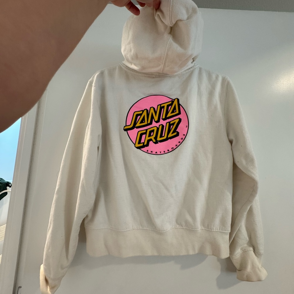 Santa Cruz White Hoodie with Pink Logo size small